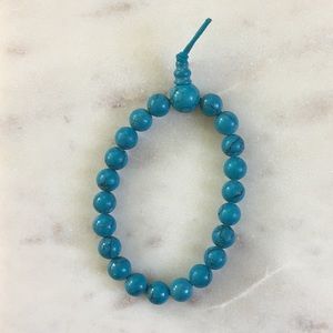 Blue Marbled Beaded Elastic Bracelet